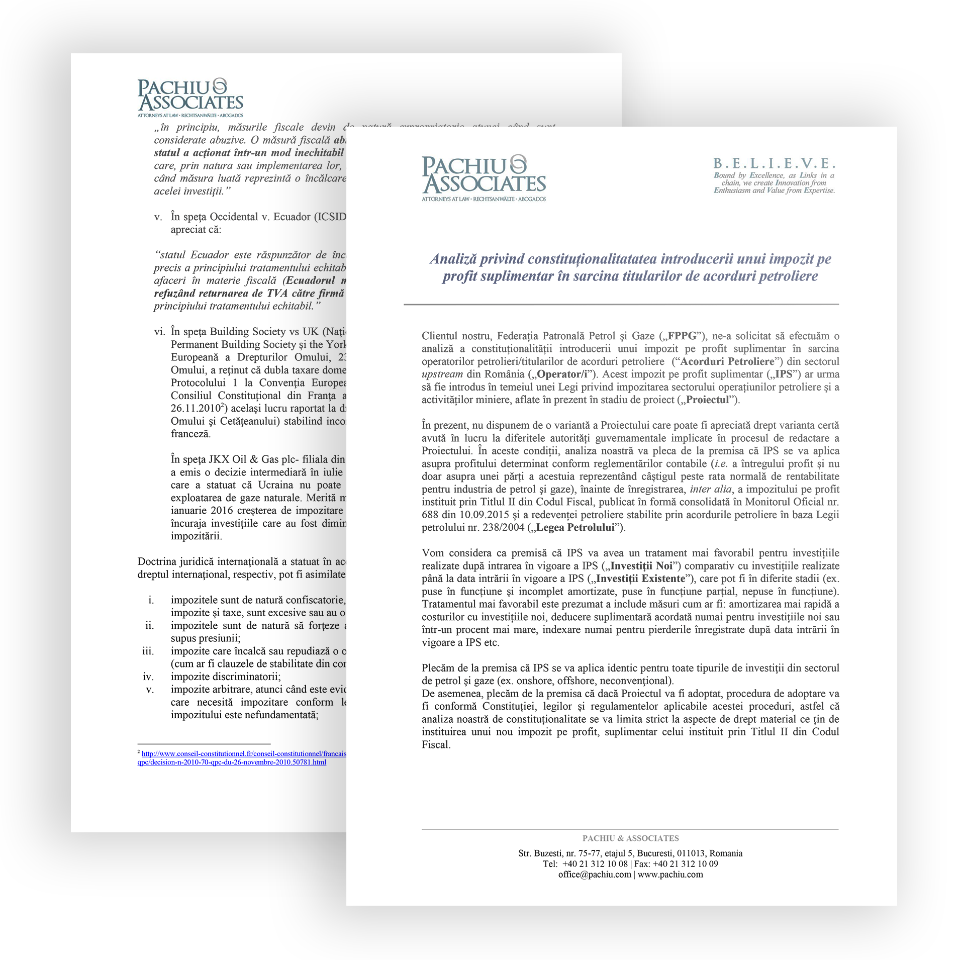 Analiză privind constituționalitatatea introducerii unui impozit pe profit suplimentar în sarcina titularilor de acorduri petroliere pachiu fpe cover